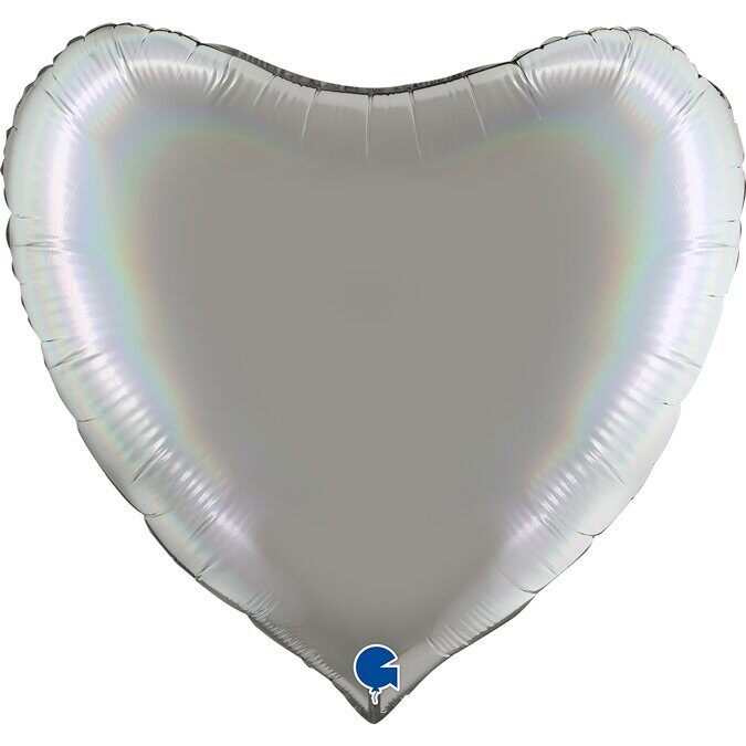 Шар (18''/46 см) Сердце, Серебро, Голография, 1 шт. , 180P01RHPU